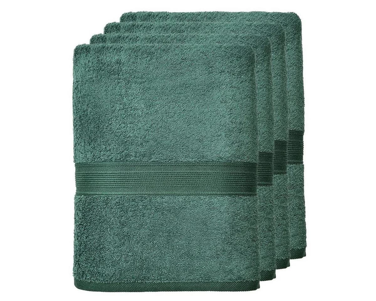 leevitex® Handtuch Frottee 4er Set Dunkelgrün 100% Baumwolle