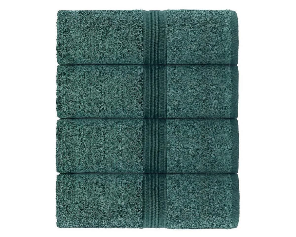 leevitex® Handtuch Frottee 4er Set Dunkelgrün 100% Baumwolle - Bild 3
