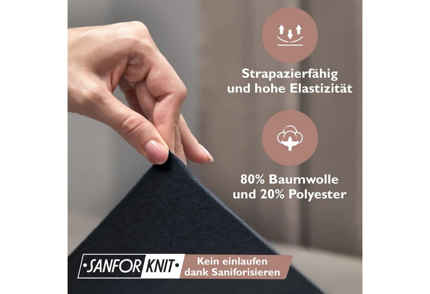 leevitex® Spannbettlaken Thermo-Fleece Schwarz Rundumgummizug - Bild 4