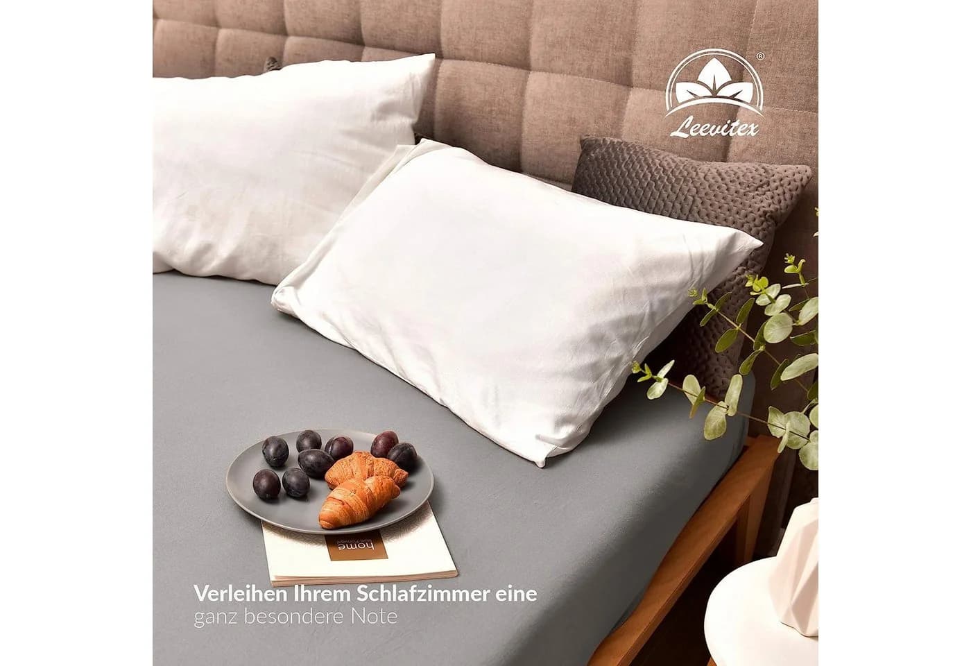 leevitex® Spannbettlaken Jersey-Baumwolle Grau/Silber