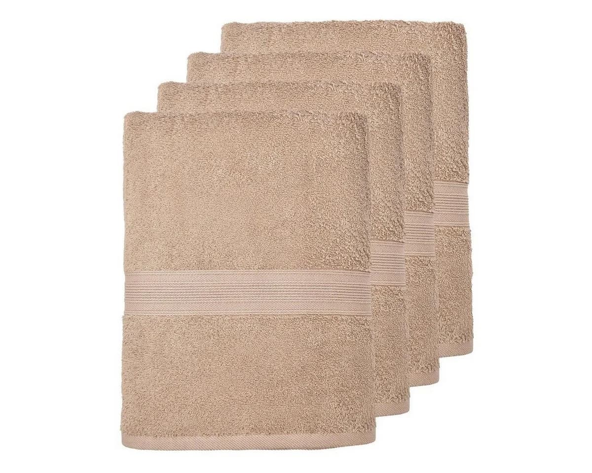 leevitex® Handtuch Frottee 4er Set Beige 50 x 100 cm