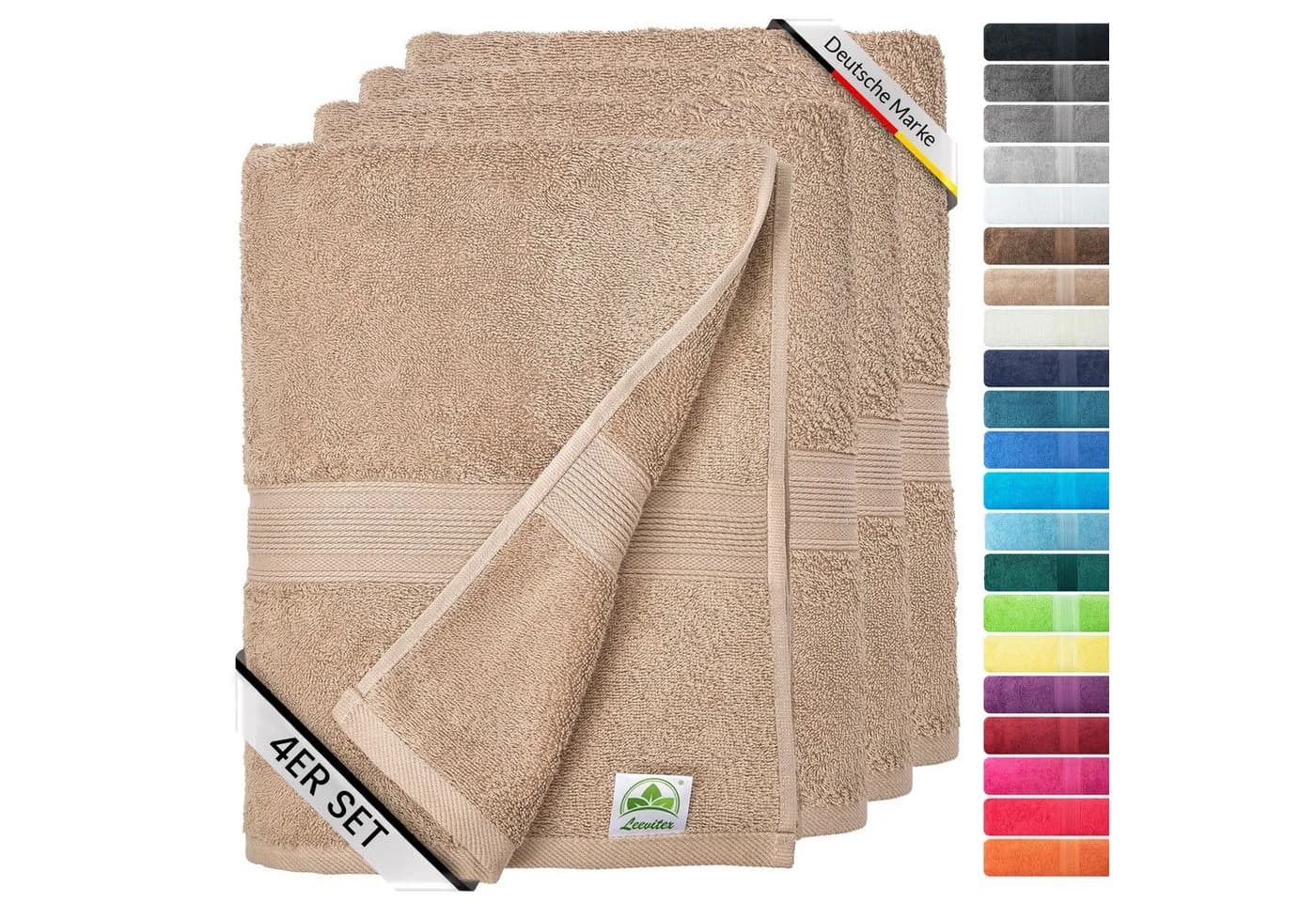 leevitex® Handtuch Frottee 4er Set Beige 50 x 100 cm - Bild 2