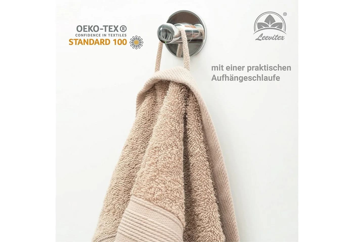 leevitex® Handtuch Frottee 4er Set Beige 50 x 100 cm - Bild 4