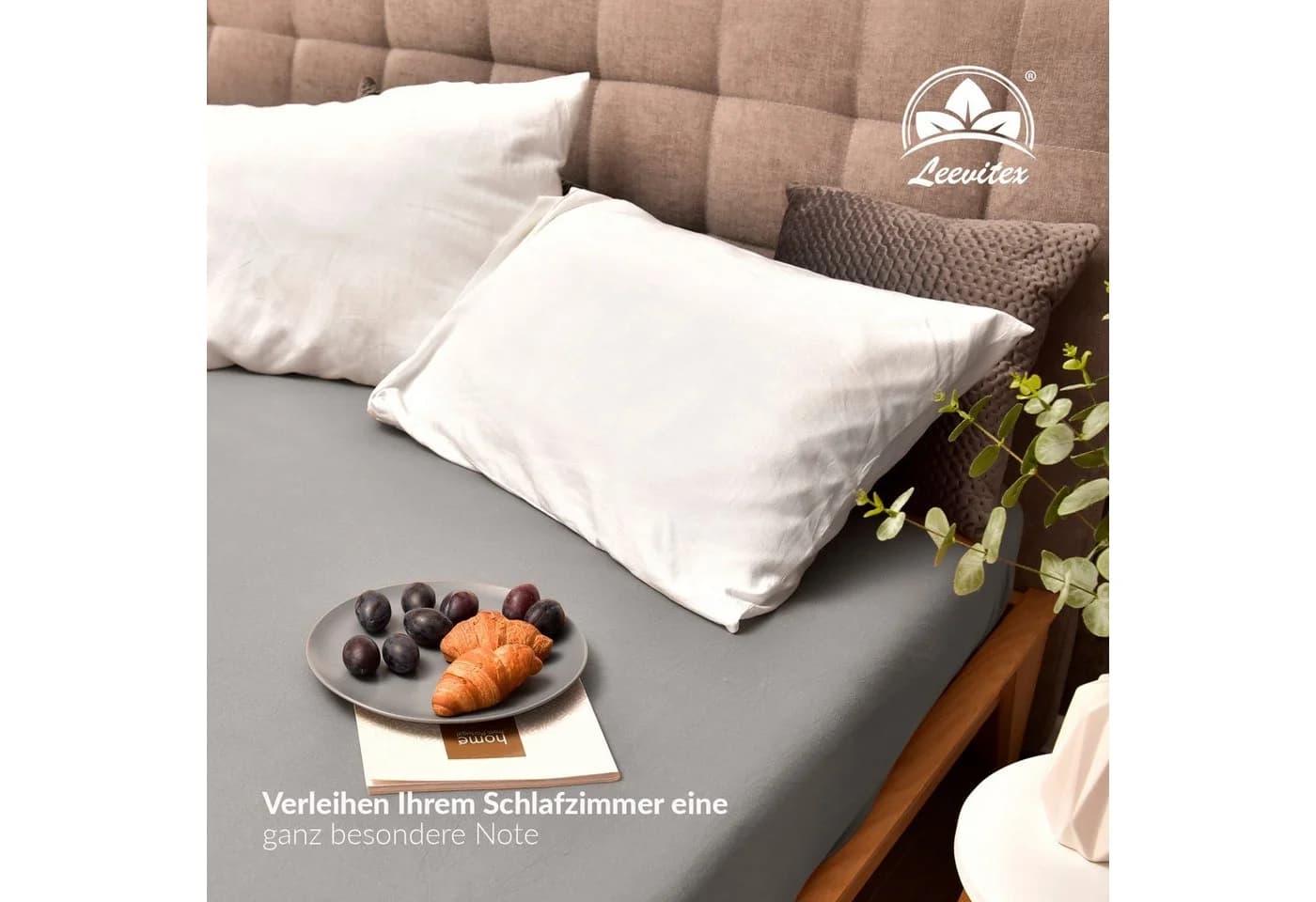 leevitex® Spannbettlaken Jersey-Baumwolle Grau/Silber - Bild 5