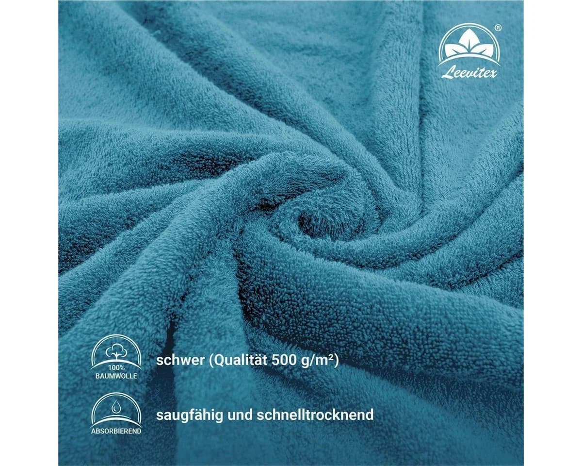 leevitex Saunatuch Frottee XXL 80x200cm Petrol/Seegrün Saugfähig