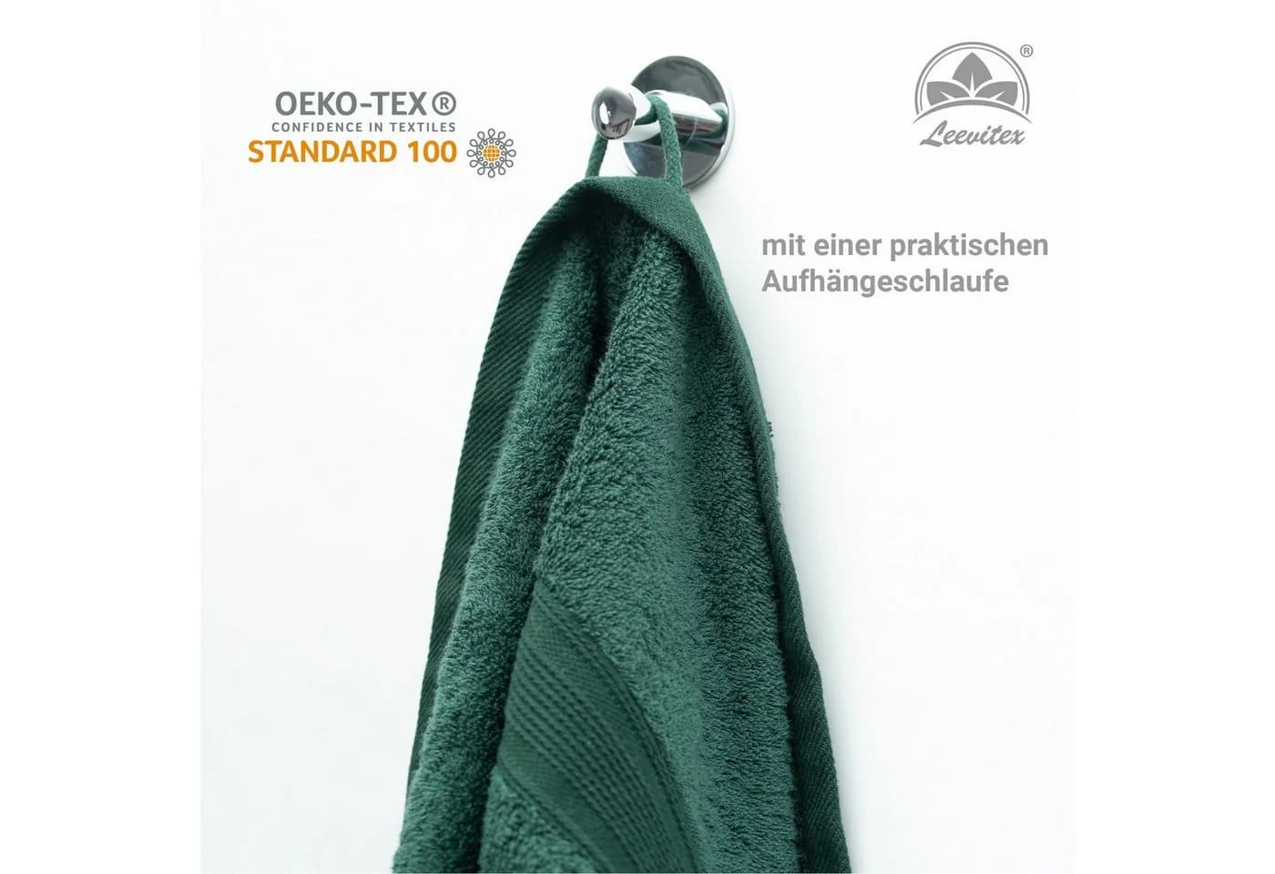 leevitex® Saunatuch Frottee XXL Dunkelgrün/Tannengrün - Bild 3