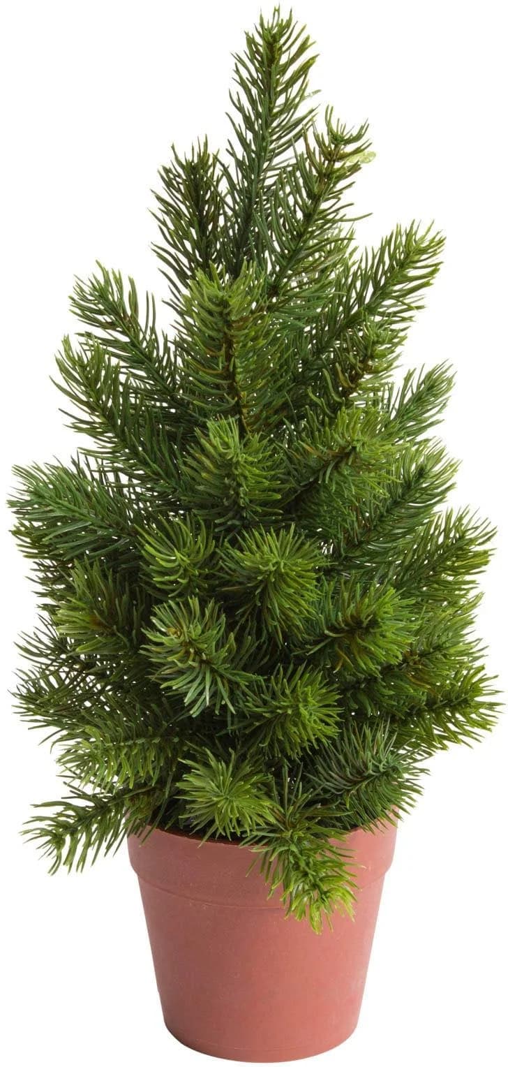 BOTANIC-HAUS Künstliche Zimmerpflanze Tannenbaum Grün Kunststofftopf