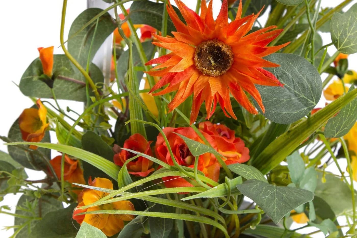 BOTANIC-HAUS Sommerblumen Kunstblume Orange-Gelb mit Metalltopf