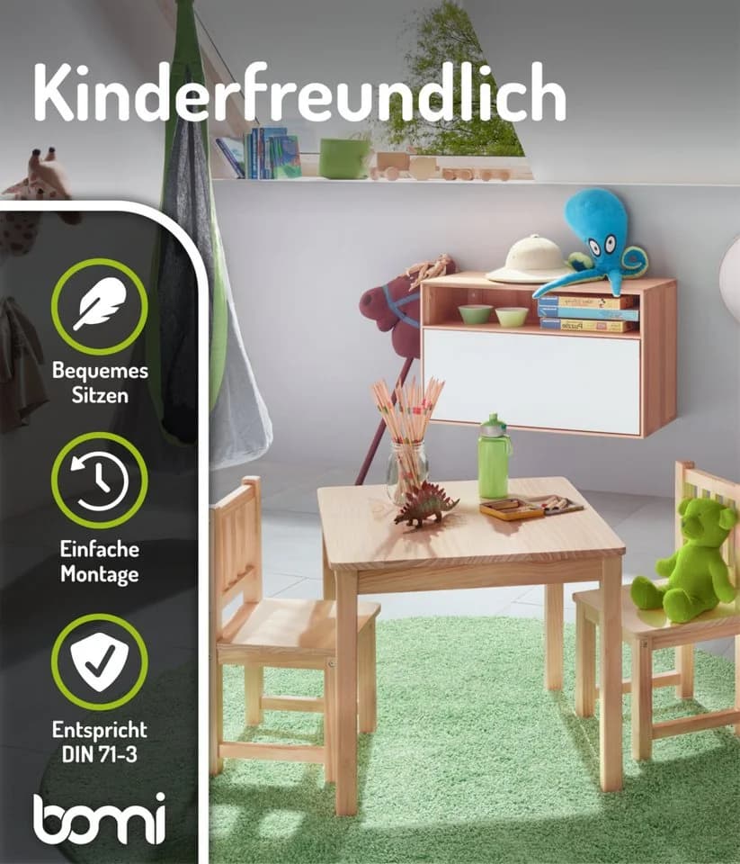 BOMI Kindersitzgruppe Amy 3-tlg. Weiß Massivholz Kiefer - Bild 4