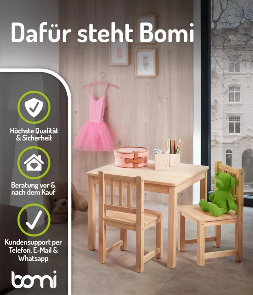 BOMI Kindersitzgruppe Amy 3-tlg. Weiß Massivholz Kiefer - Bild 5