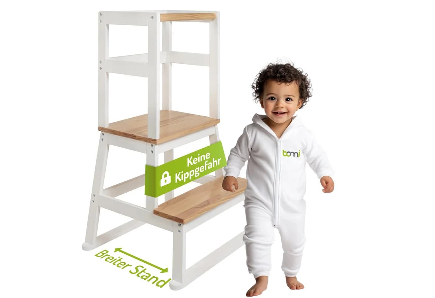 BOMI Swubi Lernturm Massivholz Beige/Weiß mit Sicherheitsbügel - Bild 2