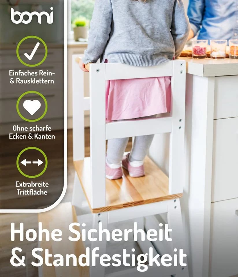 BOMI Swubi Lernturm Massivholz Beige/Weiß mit Sicherheitsbügel - Bild 4
