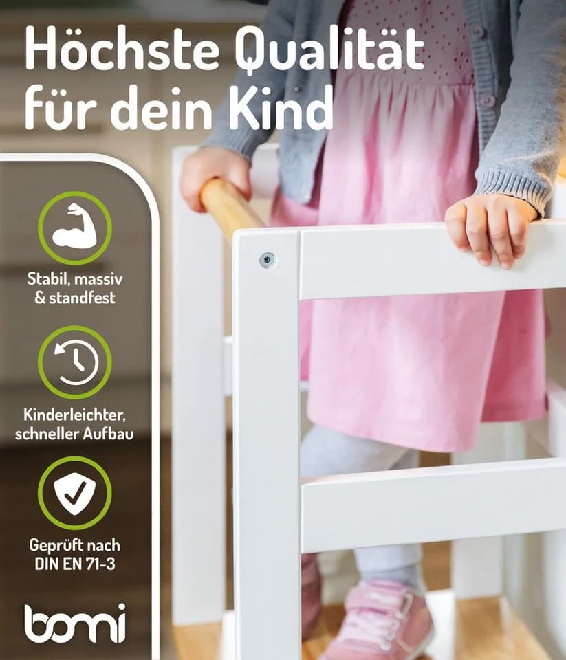 BOMI Swubi Lernturm Massivholz Beige/Weiß mit Sicherheitsbügel - Bild 5