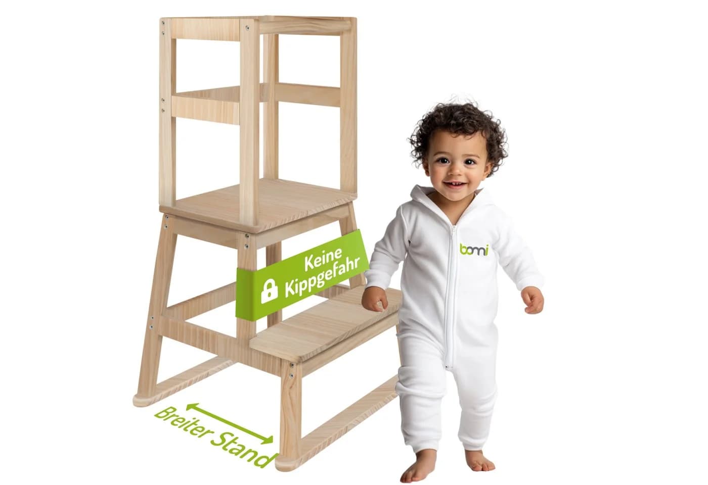 BOMI Lernturm Swubi Kinderhocker aus Massivholz Natur - Bild 2