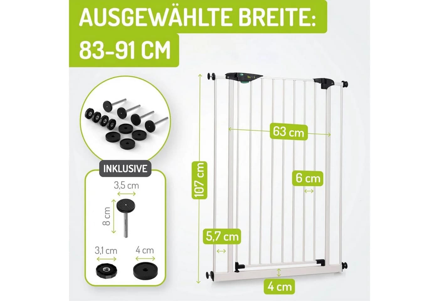 BOMI Türschutzgitter Mira extra hoch weiß Metall klemmbar