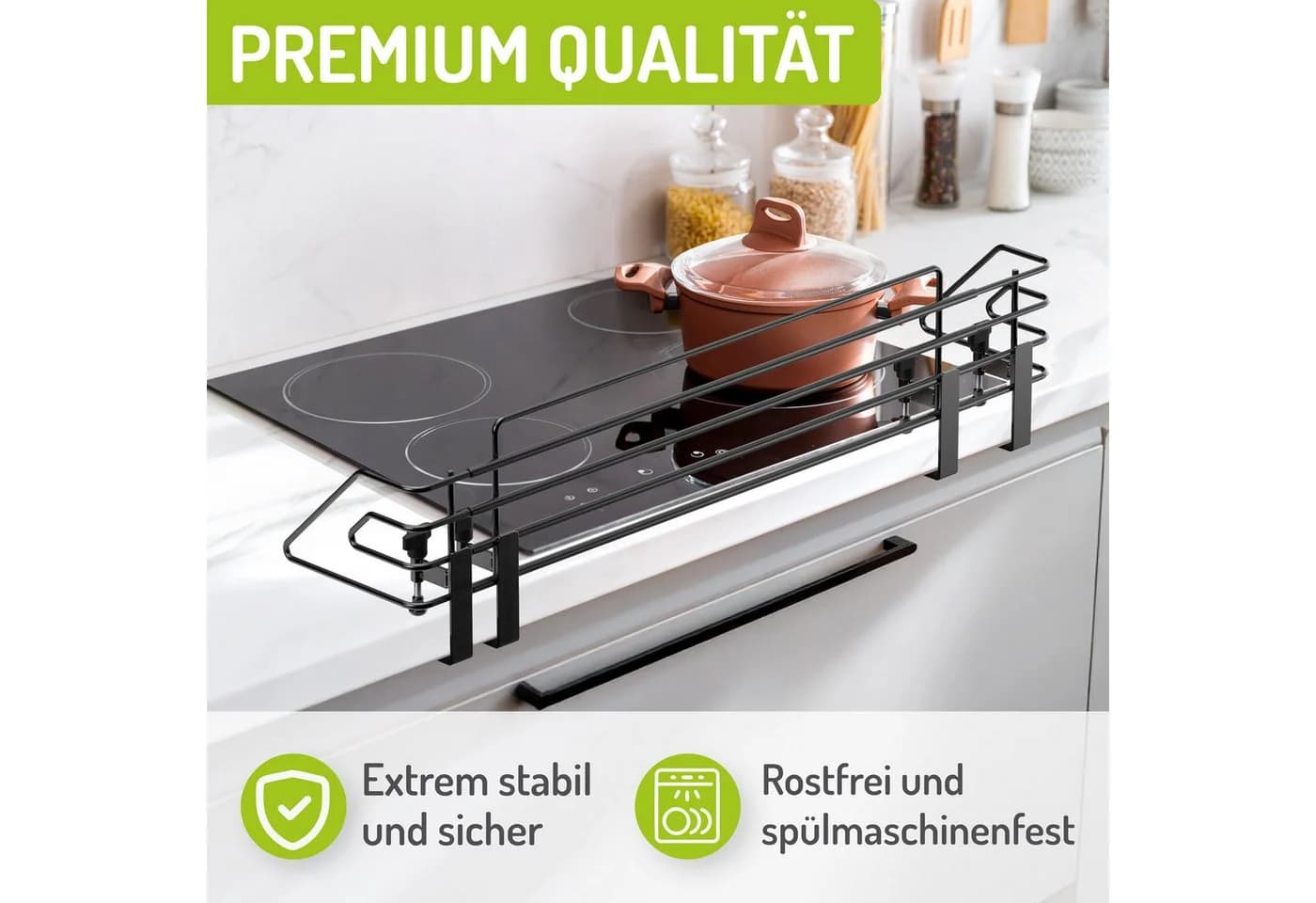 BOMI Herdschutzgitter MOWI Schwarz Verstellbar Ohne Bohren - Bild 5