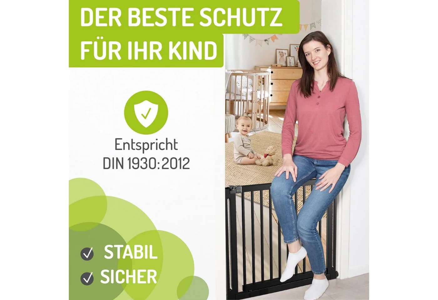 BOMI Miko Türschutzgitter aus Buchenholz Schwarz Klemmbar - Bild 4