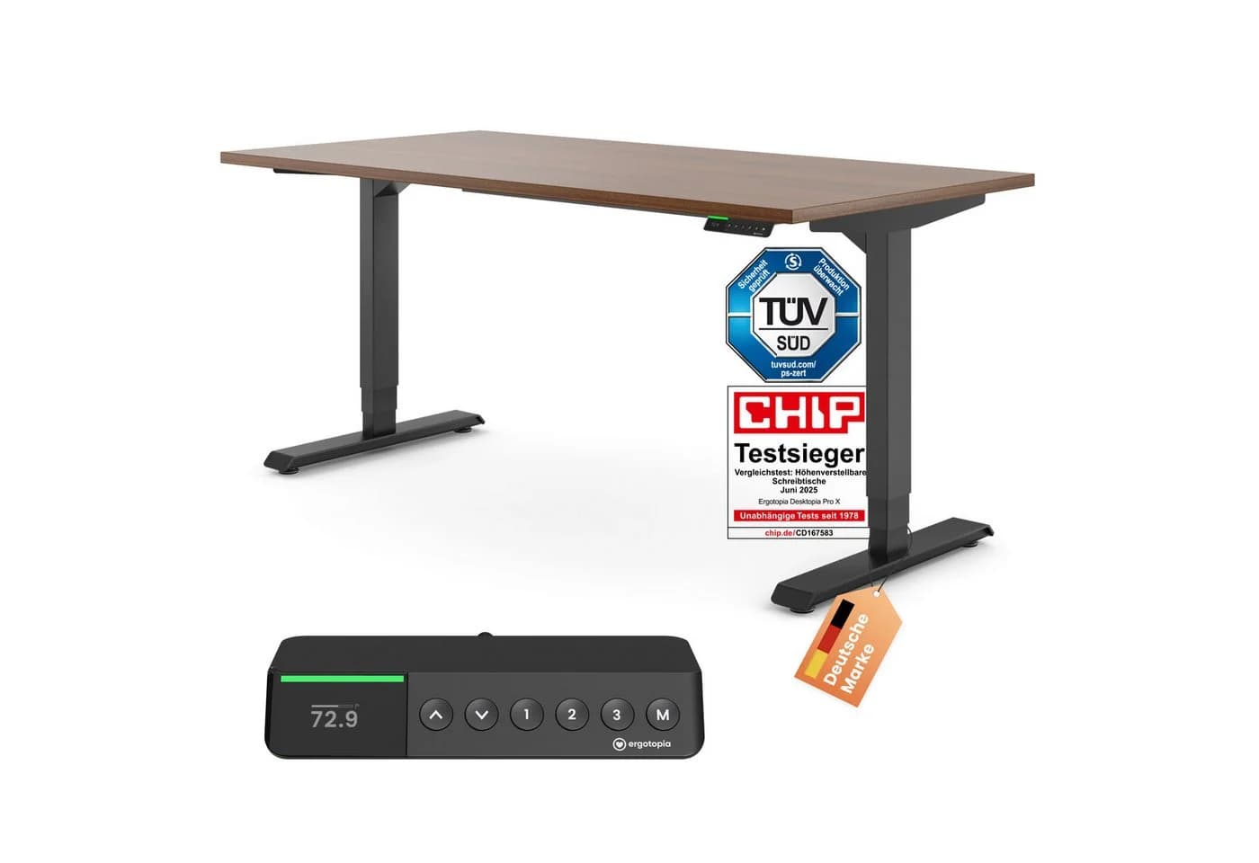 Ergotopia Desktopia Pro X Schreibtisch elektrisch höhenverstellbar braun - Bild 2