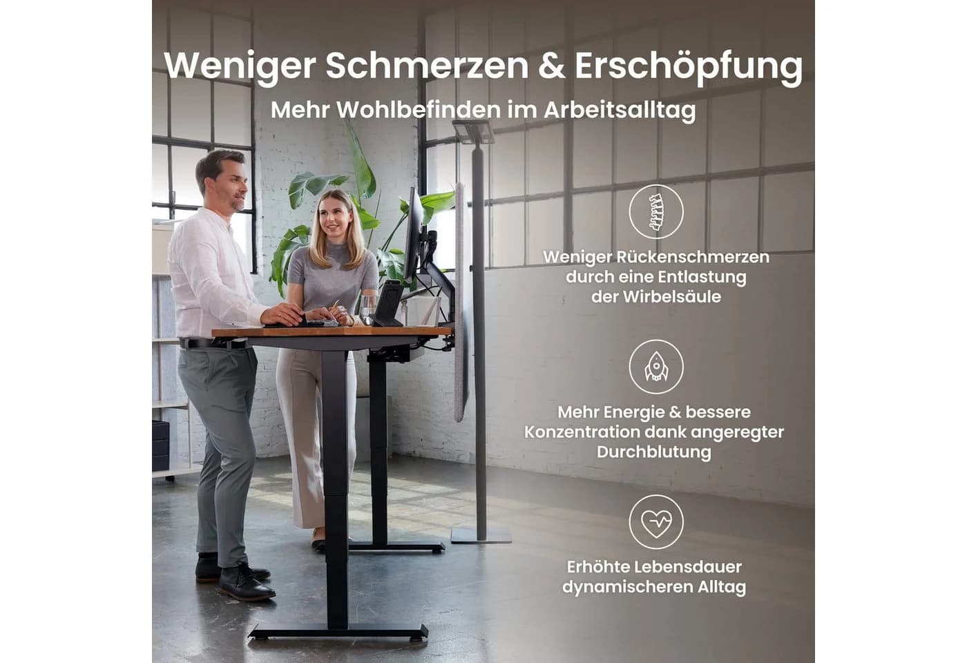 Ergotopia Desktopia Pro X Schreibtisch elektrisch höhenverstellbar braun - Bild 3