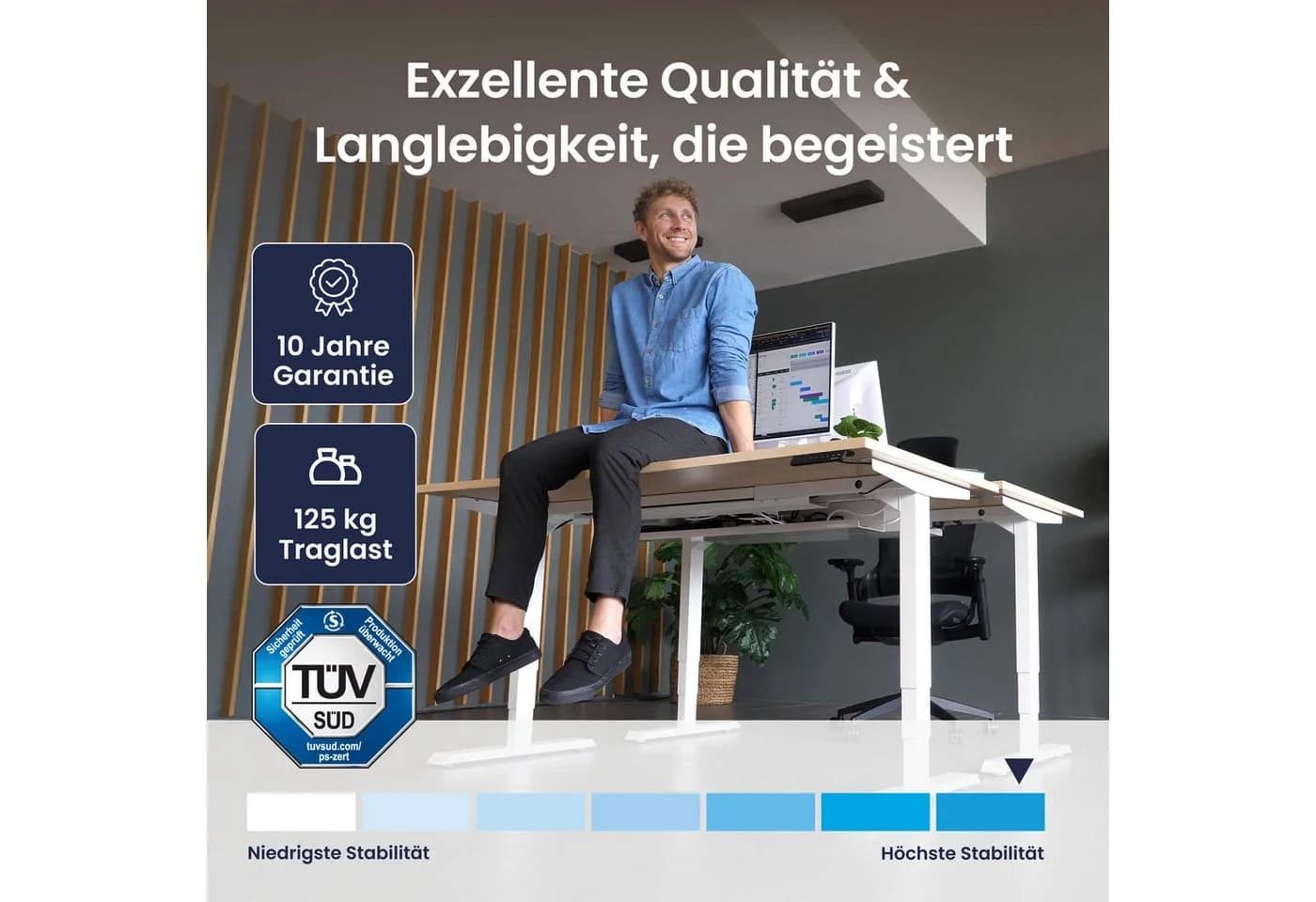 Ergotopia Desktopia Pro X Schreibtisch elektrisch höhenverstellbar braun - Bild 4