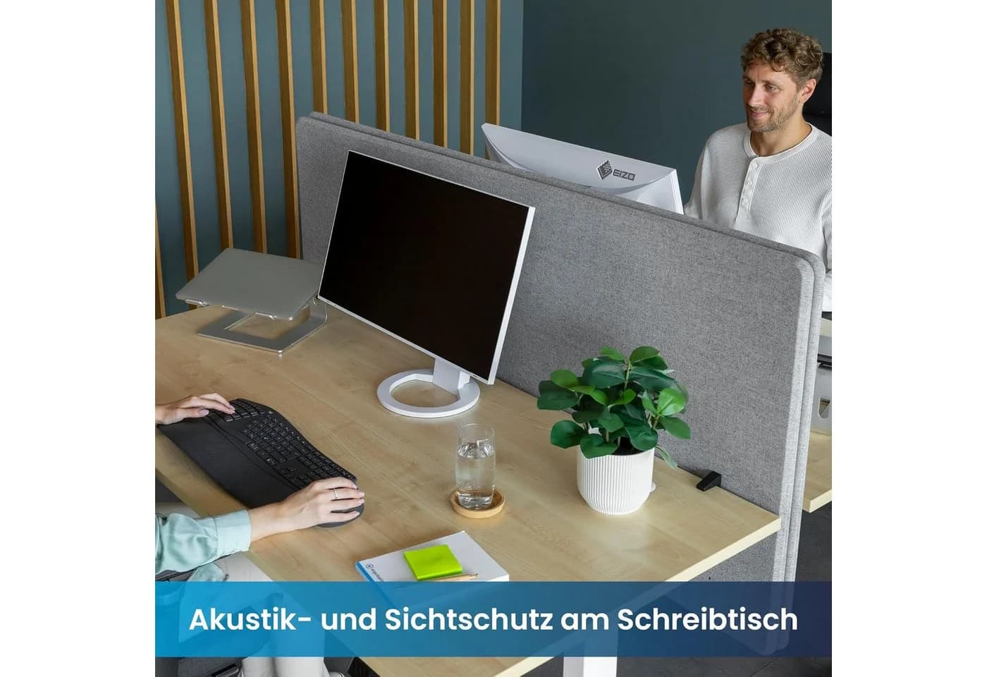 Ergotopia Akustik Trennwand Schreibtisch Schallschutz Sichtschutz Filz - Bild 3