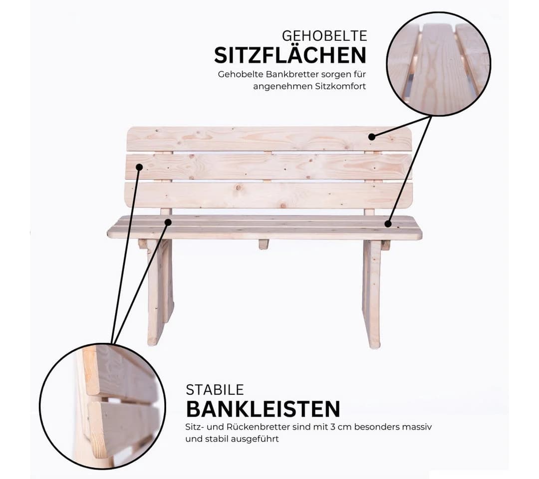 Mega-Holz Gartenbank Ungarn 2-Sitzer Kiefer massiv - Bild 4