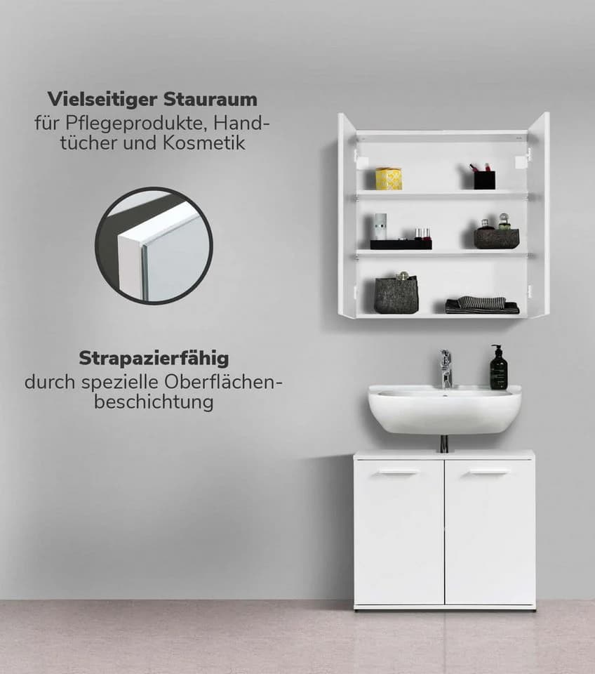 mokebo Spiegelschrank Die Badenixe Weiß mit 2 Einlegeböden - Bild 1