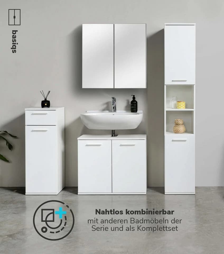 mokebo Spiegelschrank Die Badenixe Weiß mit 2 Einlegeböden - Bild 4
