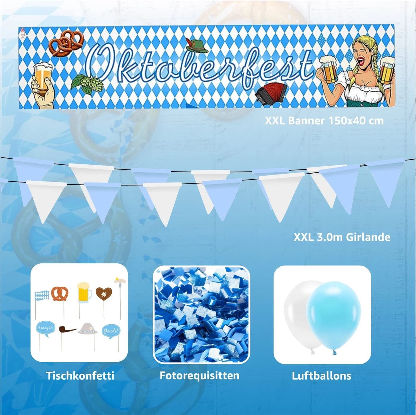 Dekotalent® Hängedekoration Banner XXL Wimpel Blau