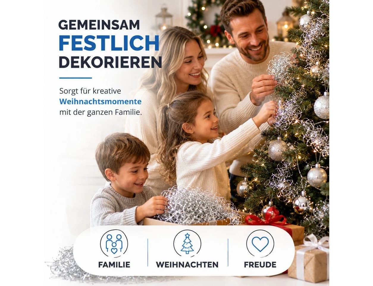 Weihnachtswunder® Lametta Engelshaar gelockt Silber 15g Aluminiumoptik