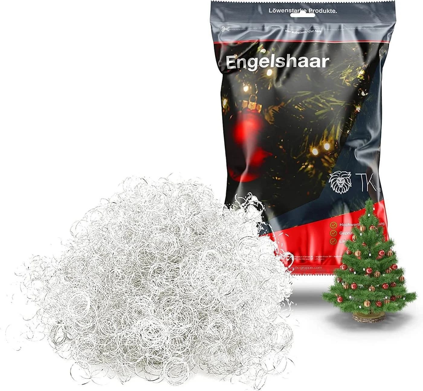 Weihnachtswunder® Lametta Engelshaar gelockt Silber 15g Aluminiumoptik - Bild 2