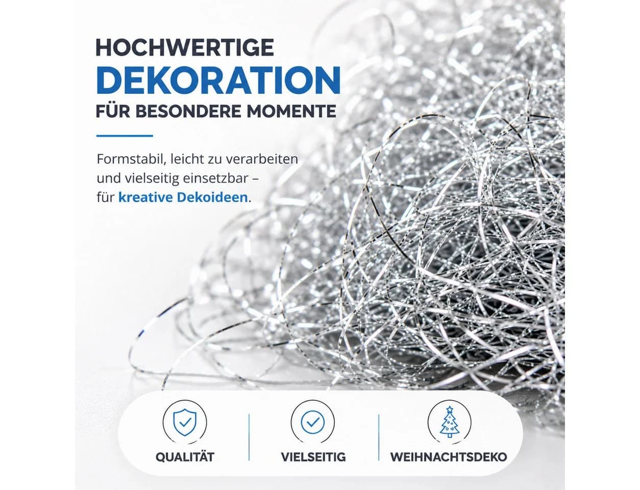 Weihnachtswunder® Lametta Engelshaar gelockt Silber 15g Aluminiumoptik - Bild 3