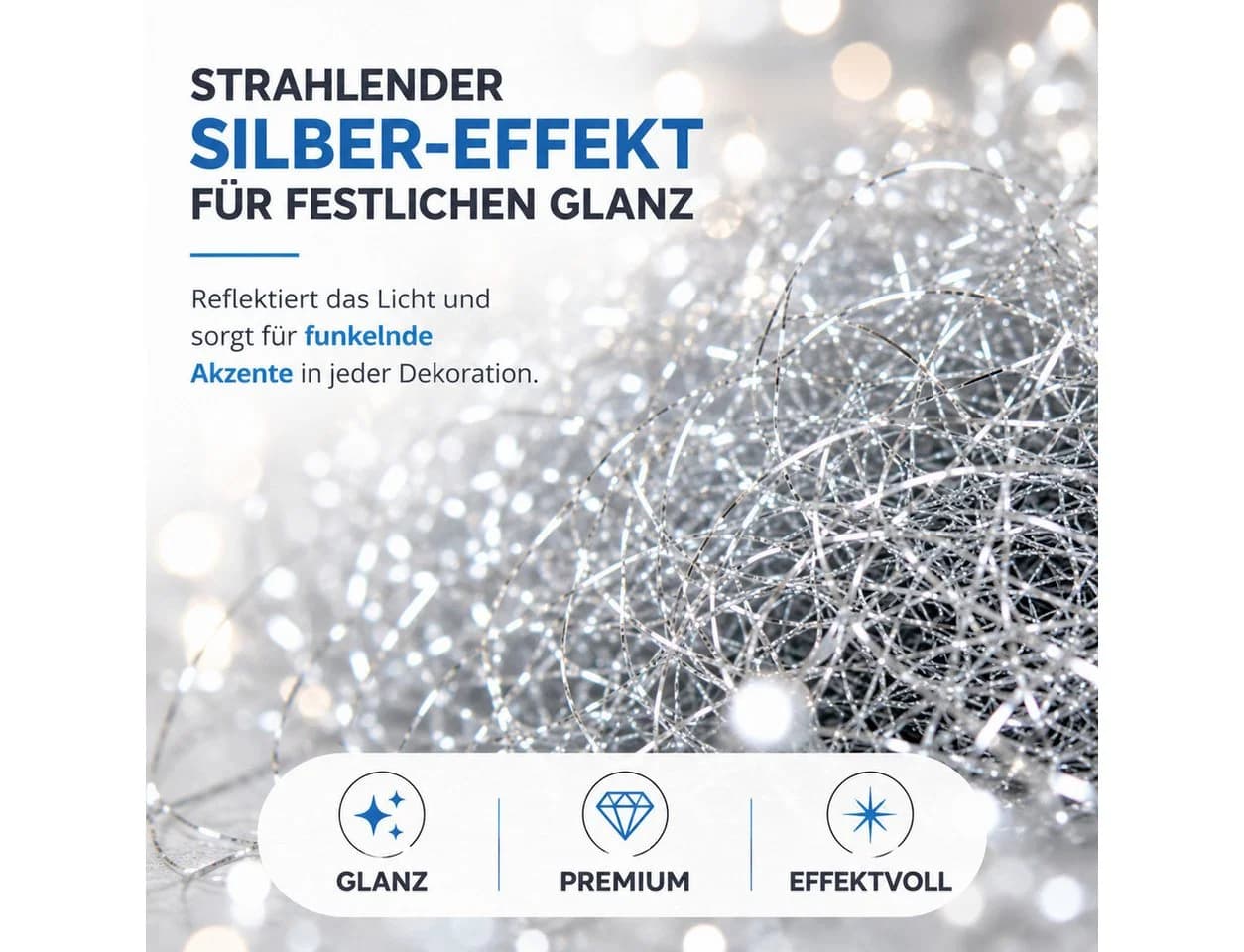 Weihnachtswunder® Lametta Engelshaar gelockt Silber 15g Aluminiumoptik - Bild 5