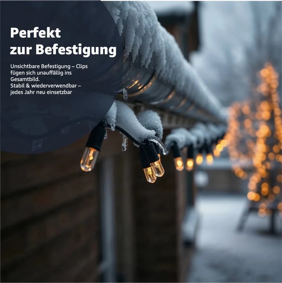 Weihnachtswunder® Dekohaken 50er Set Weiß Flexible Dachrinnenhalterung - Bild 4