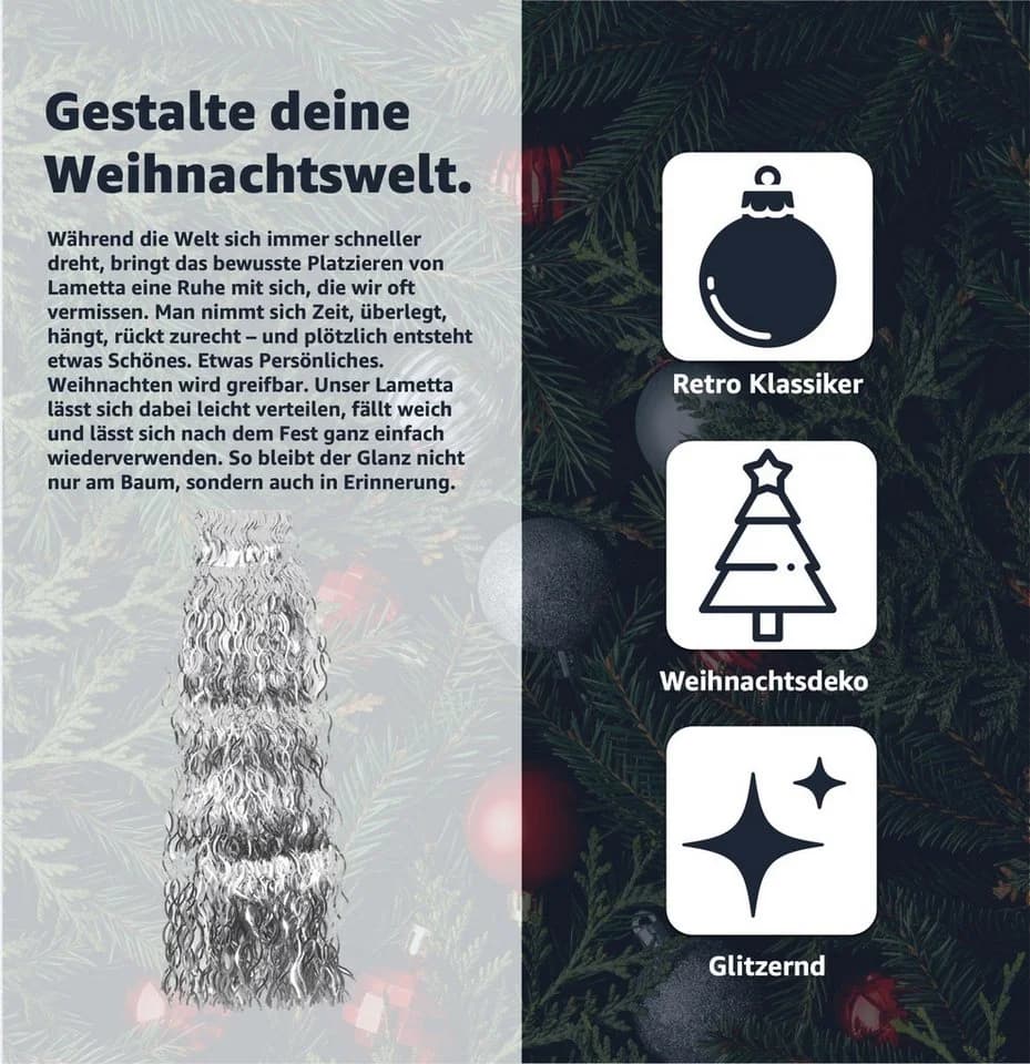 Weihnachtswunder Lametta Gold Täuschend Echter Aluminium-Look