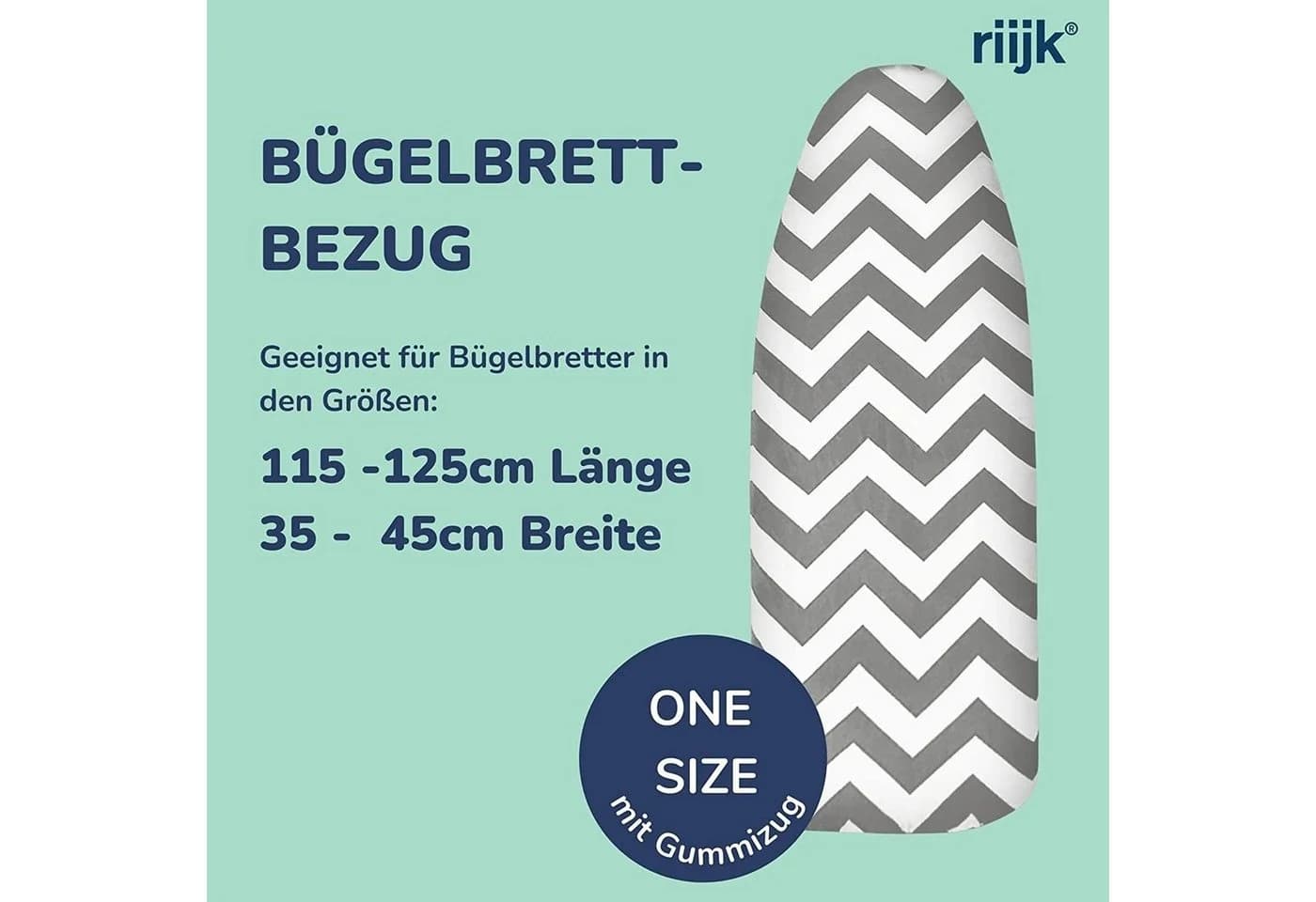 riijk Bügelbrettbezug Grau Universal Passform Dampfdurchlässig