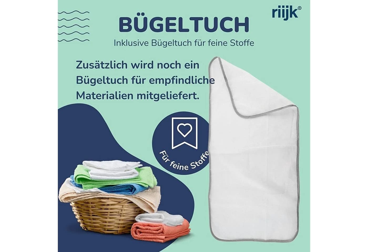 riijk Bügelbrettbezug Grau Universal Passform Dampfdurchlässig - Bild 4