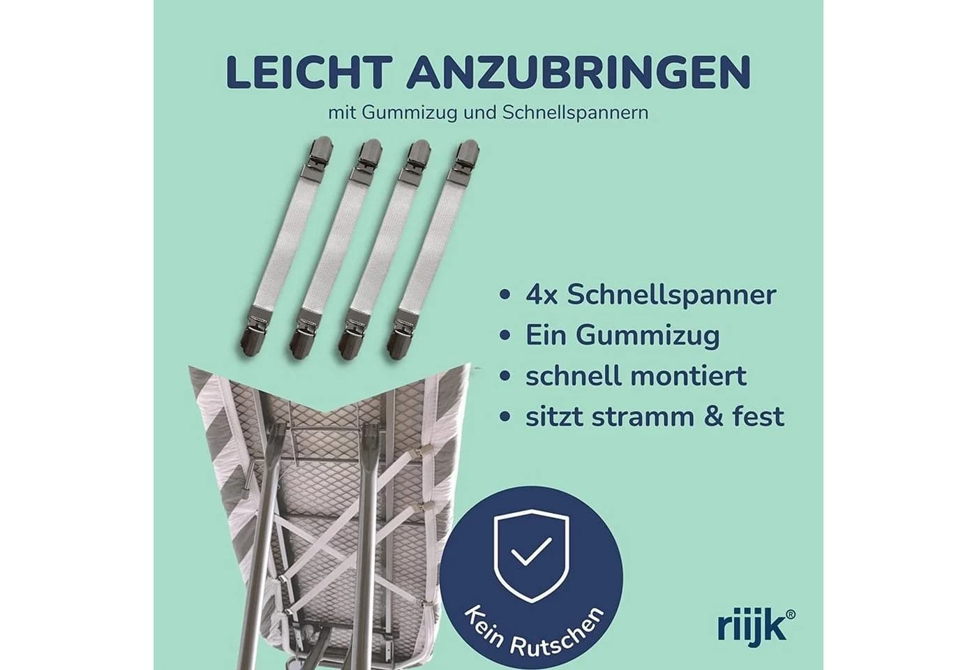 riijk Bügelbrettbezug Grau Universal Passform Dampfdurchlässig - Bild 5