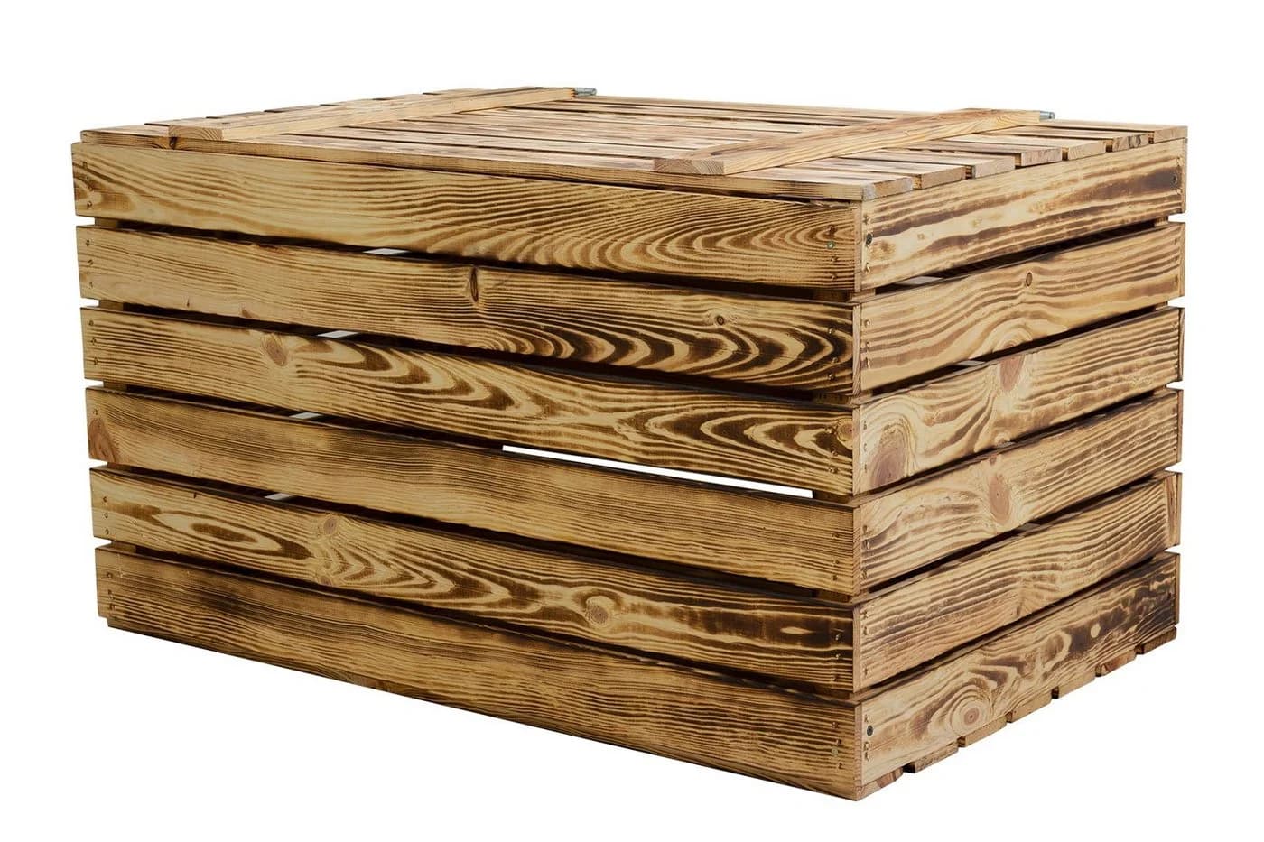Kistenkolli Altes Land Holztruhe 80er Geflammt mit Deckel - Bild 2