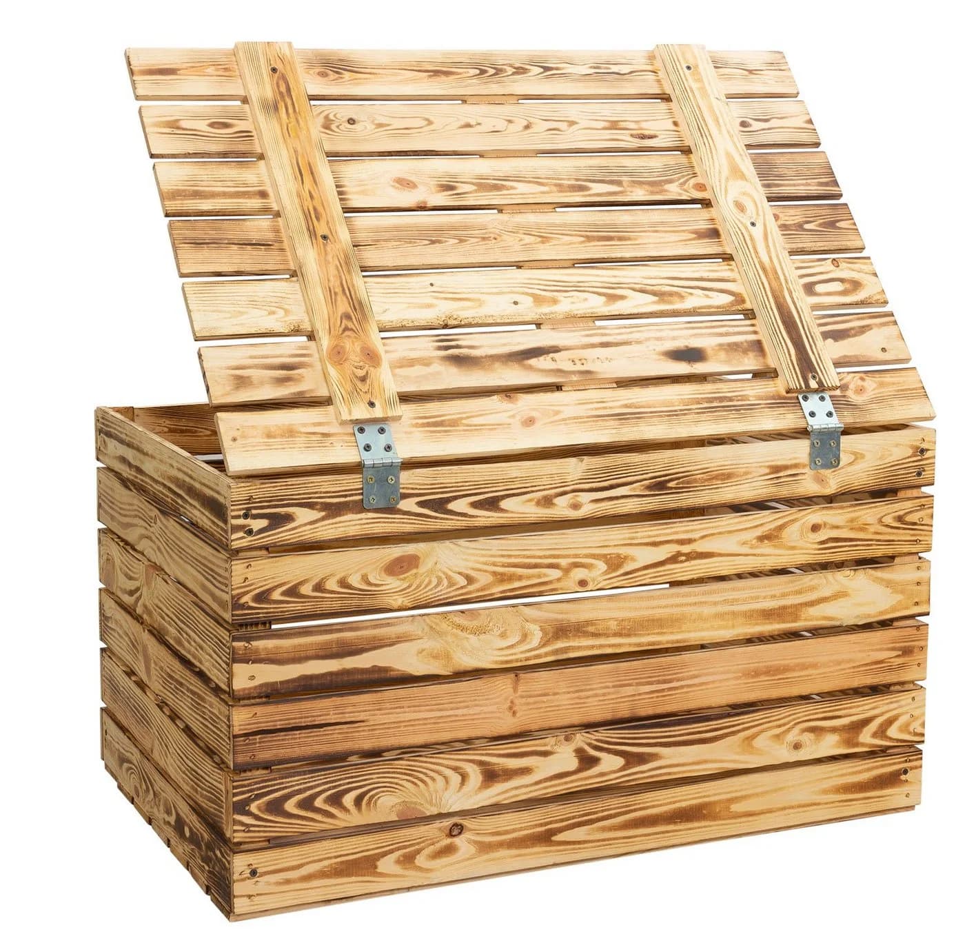 Kistenkolli Altes Land Holztruhe 80er Geflammt mit Deckel - Bild 4