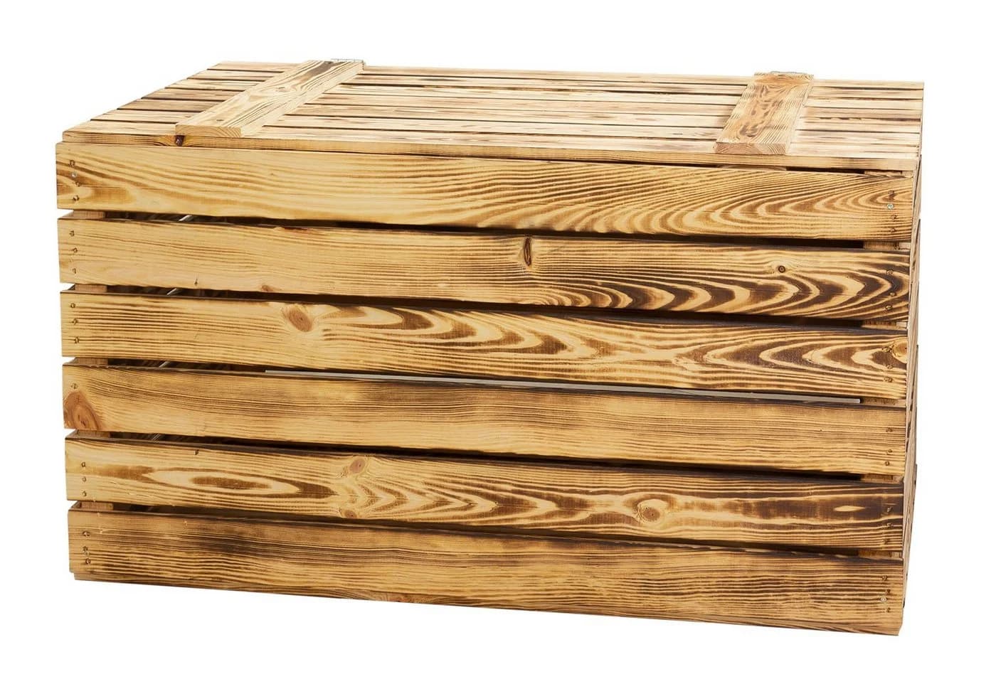 Kistenkolli Altes Land Holztruhe 80er Geflammt mit Deckel - Bild 5