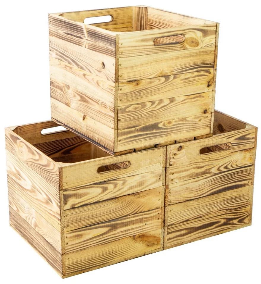 Kistenkolli Altes Land Allzweckkiste Holzkiste geflammt braun - Bild 5
