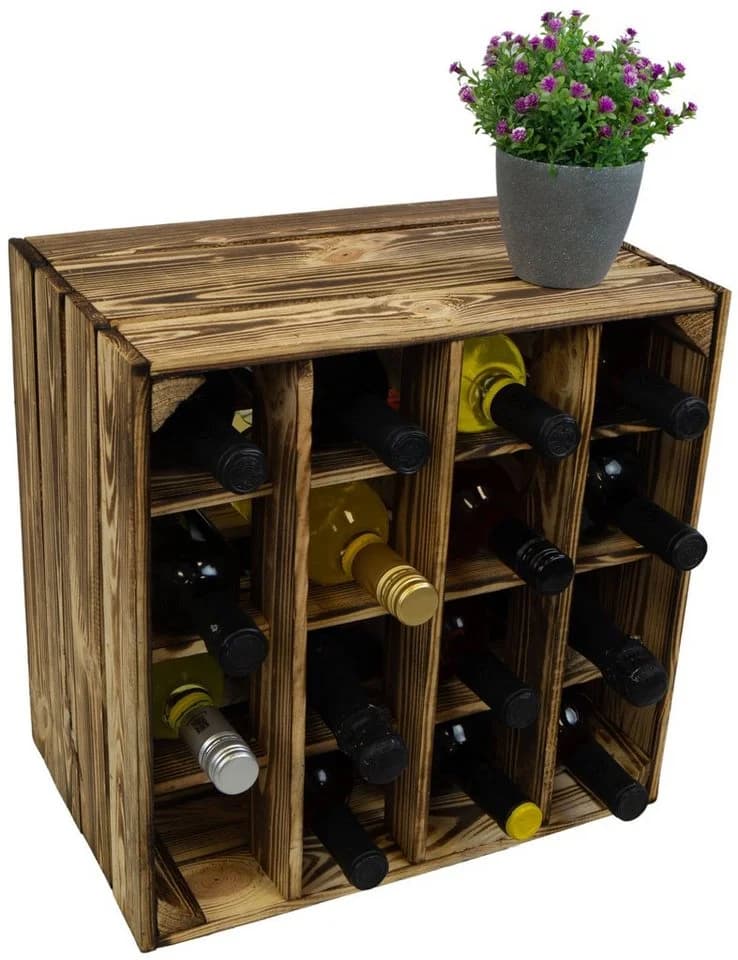 Kistenkolli Altes Land Geflammtes Weinregal 16er 40x40x27 cm - Bild 2