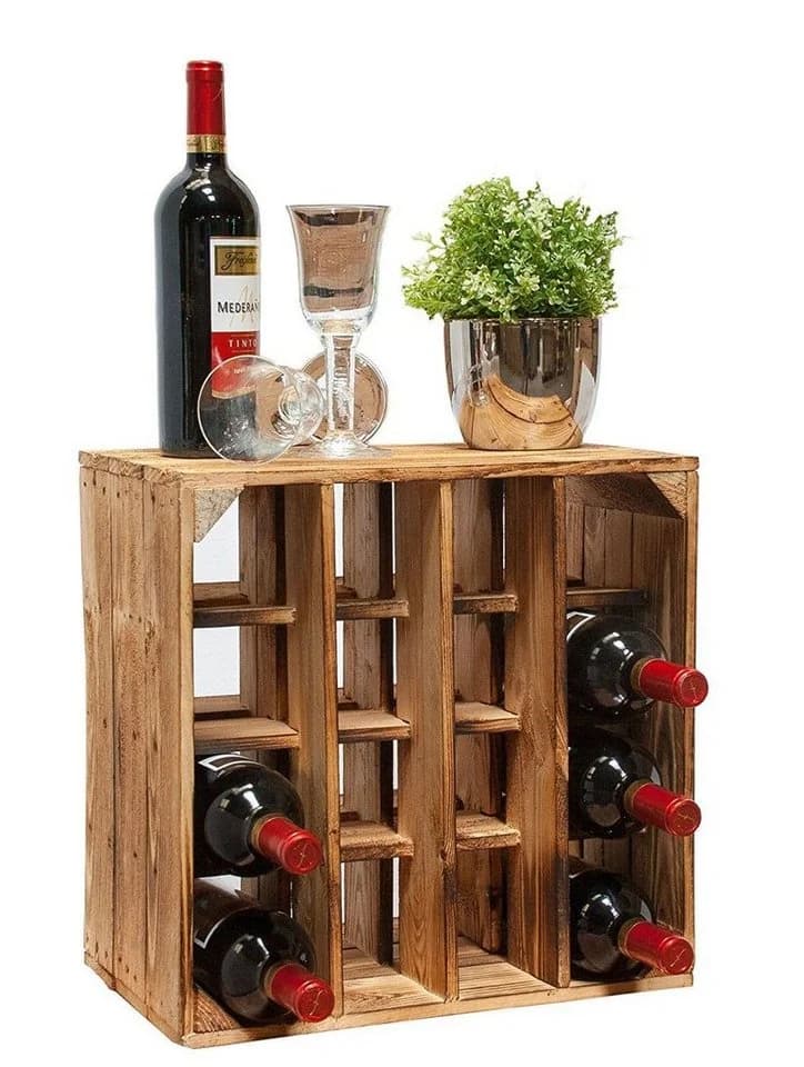 Kistenkolli Altes Land Geflammtes Weinregal 16er 40x40x27 cm - Bild 4