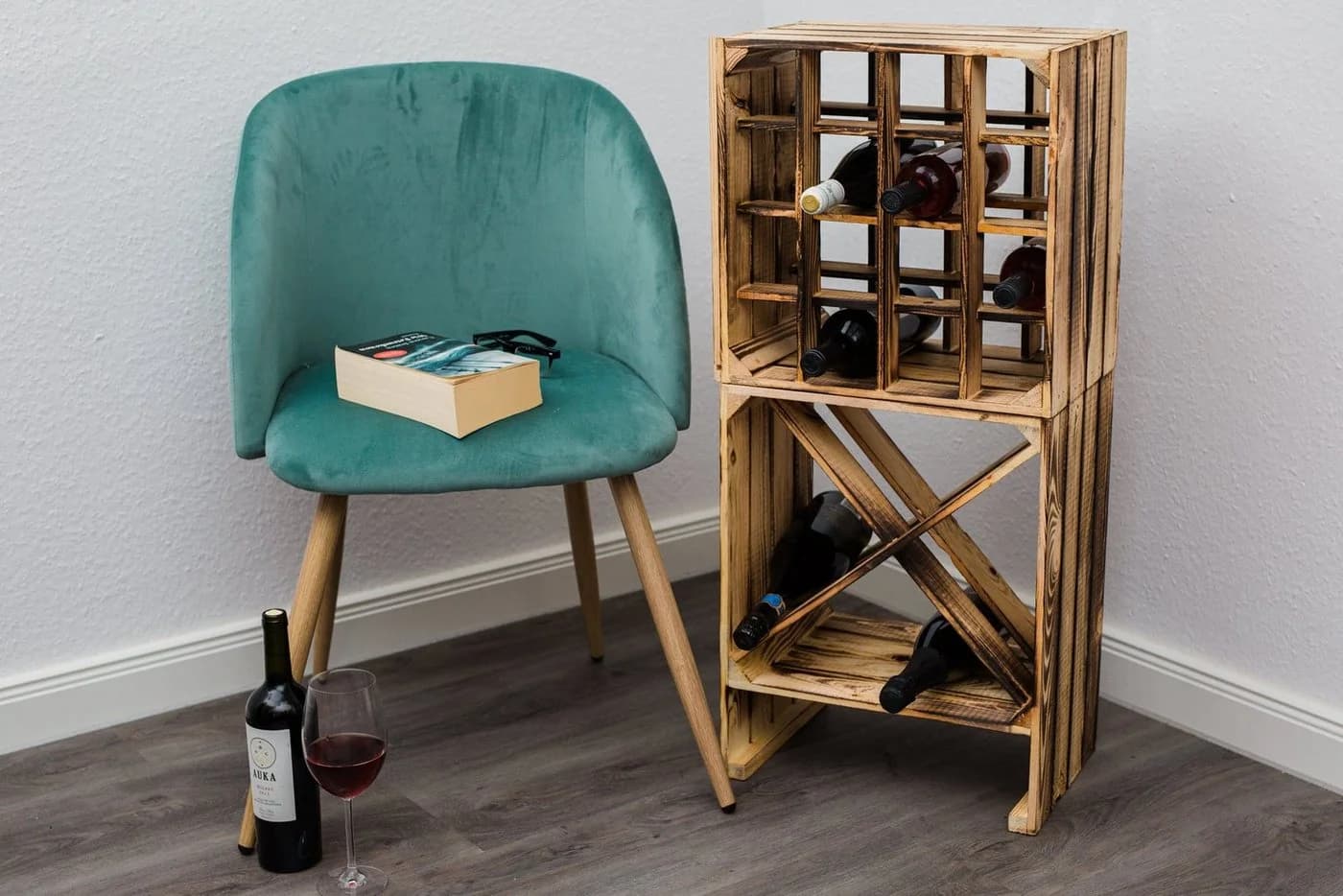 Kistenkolli Altes Land Geflammtes Weinregal 16er 40x40x27 cm - Bild 5