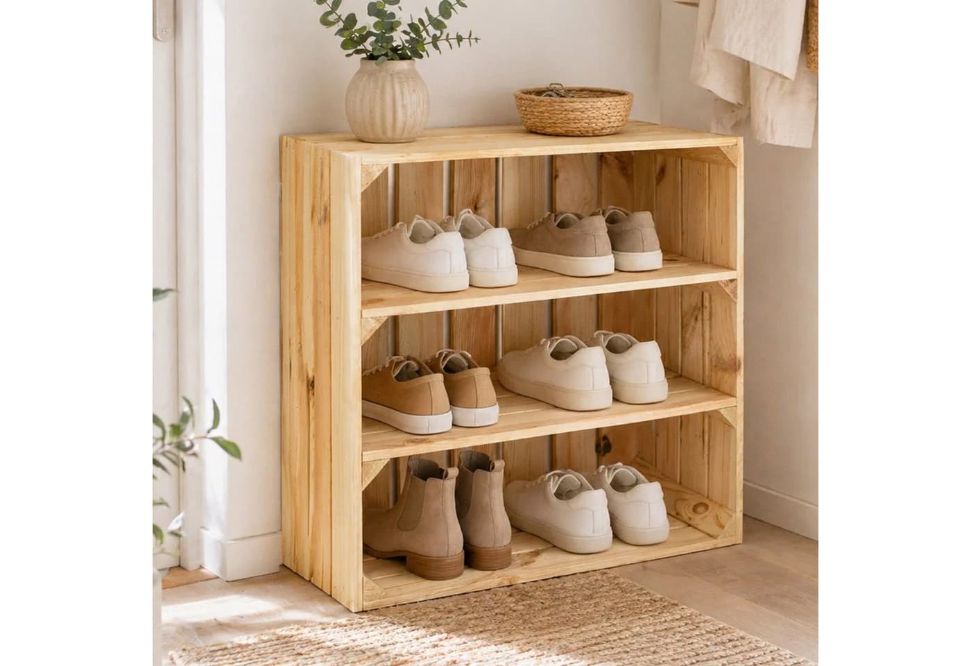 Kistenkolli Altes Land Kistenregal Tamme Massivholz Beige