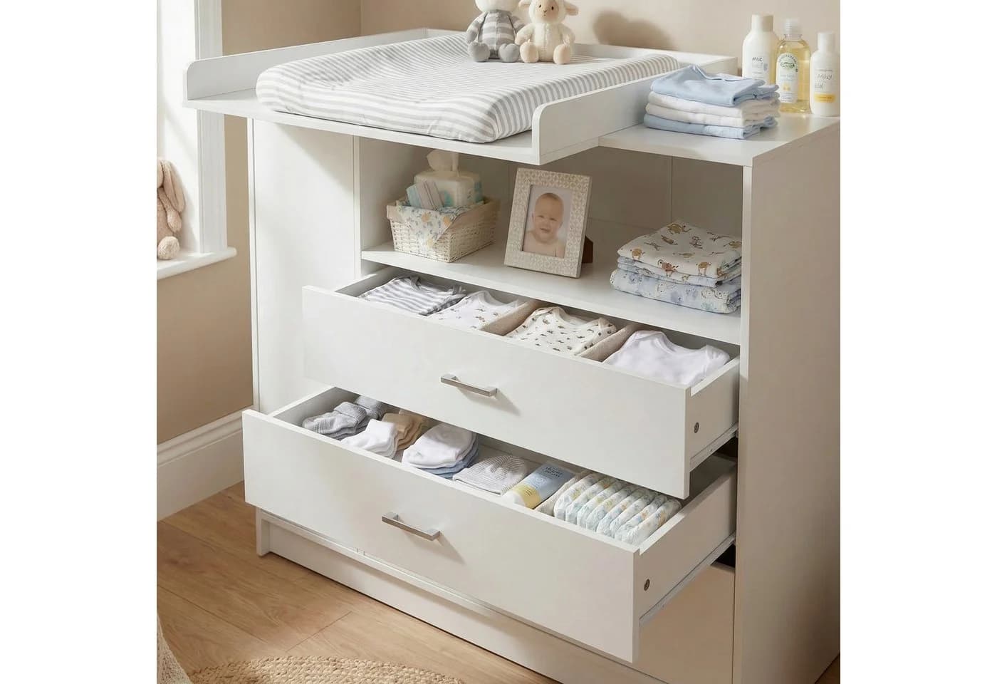 ecoMI Wickelkommode Wickeltisch Kommode mit abnehmbaren Wickelaufsatz in Weiß - Bild 5