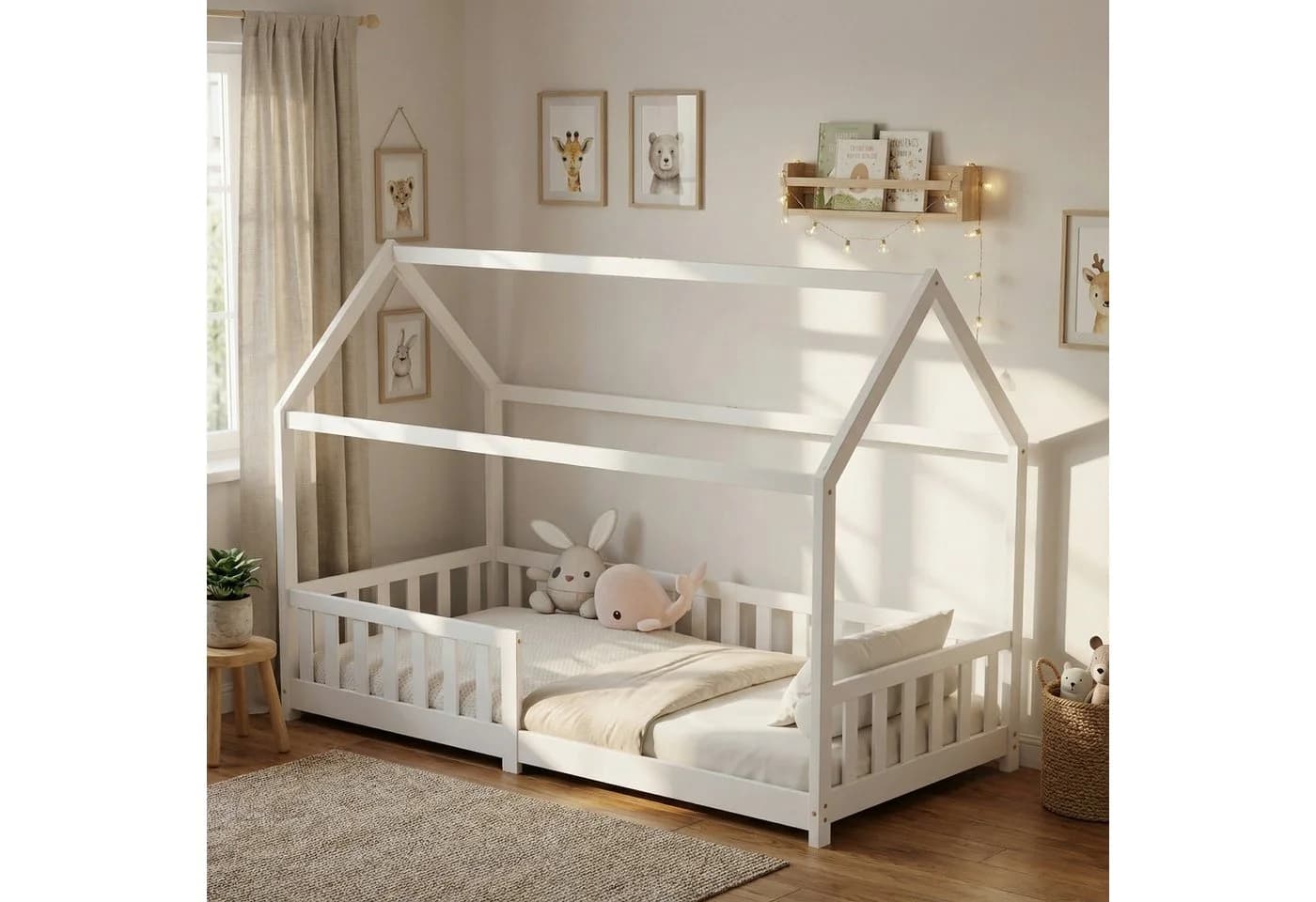 ecoMI Kinderbett Hausbett mit Rausfallschutz und Lattenrost - Bild 2