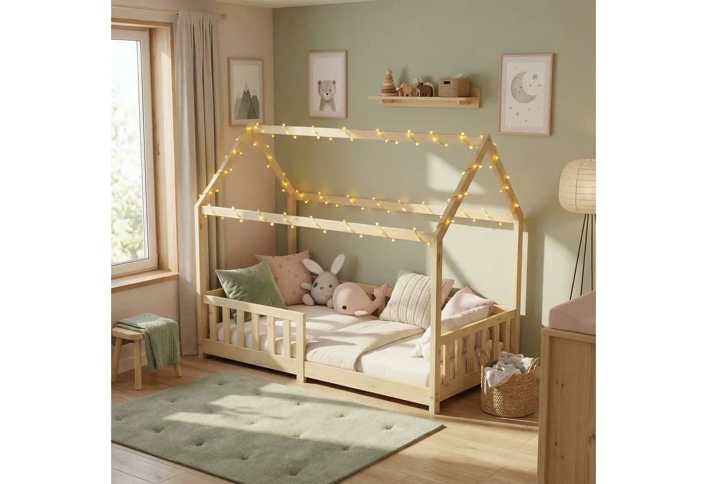 ecoMI Kinderbett Hausbett mit Rausfallschutz und Lattenrost - Bild 2