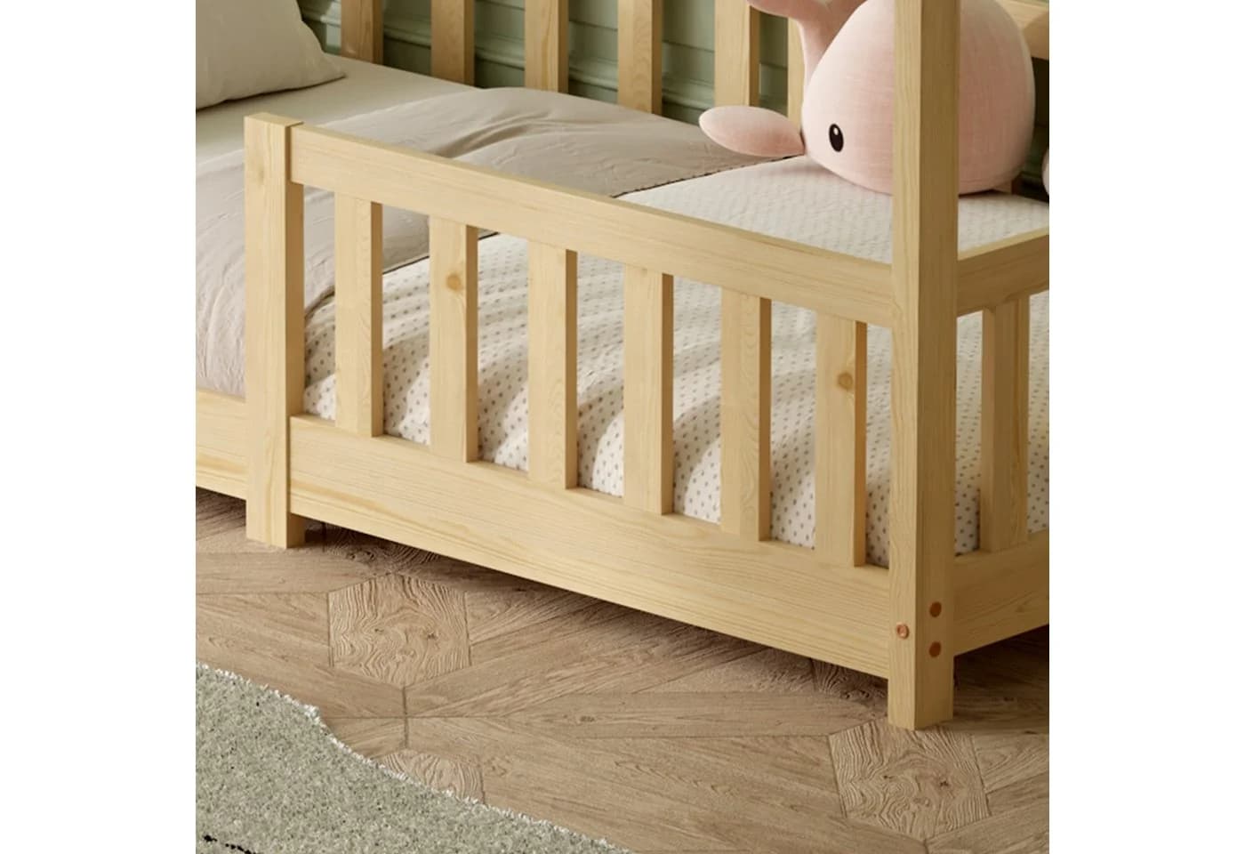 ecoMI Kinderbett Hausbett mit Rausfallschutz und Lattenrost - Bild 5